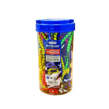 Jefferson 20pc Assorted Elastic Straps - High Quality Bungee Cords with Coated Steel Hooks