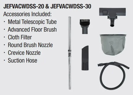 Jefferson 30L Stainless Steel Wet & Dry Vacuum Cleaner (230V)
