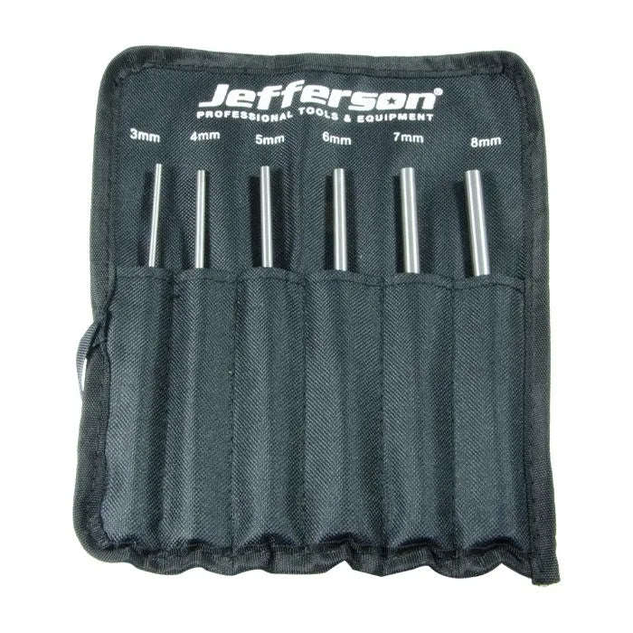Jefferson 6 Piece Parallel Pin Punch Set - 40CR Steel, 150mm Shafts