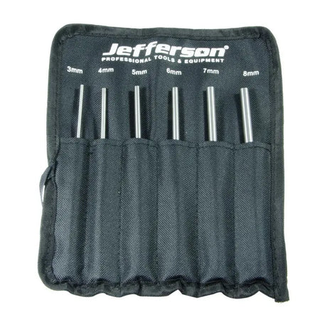 Jefferson 6 Piece Parallel Pin Punch Set - 40CR Steel, 150mm Shafts