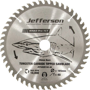 Jefferson 6.5 Inch TCT Blade 48T - Precision Saw Blade with 20mm Bore, Max RPM 10,000