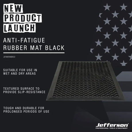 Jefferson Anti-Fatigue Rubber Mat Black (914x610x12mm)
