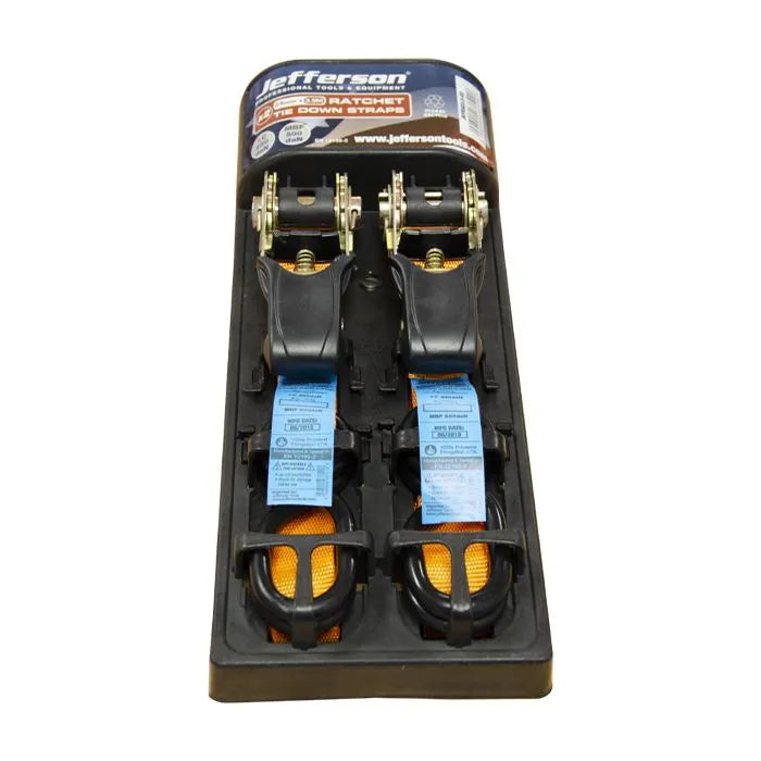 Jefferson Orange Ratchet Strap Set 3.5m x 25mm (2pc)