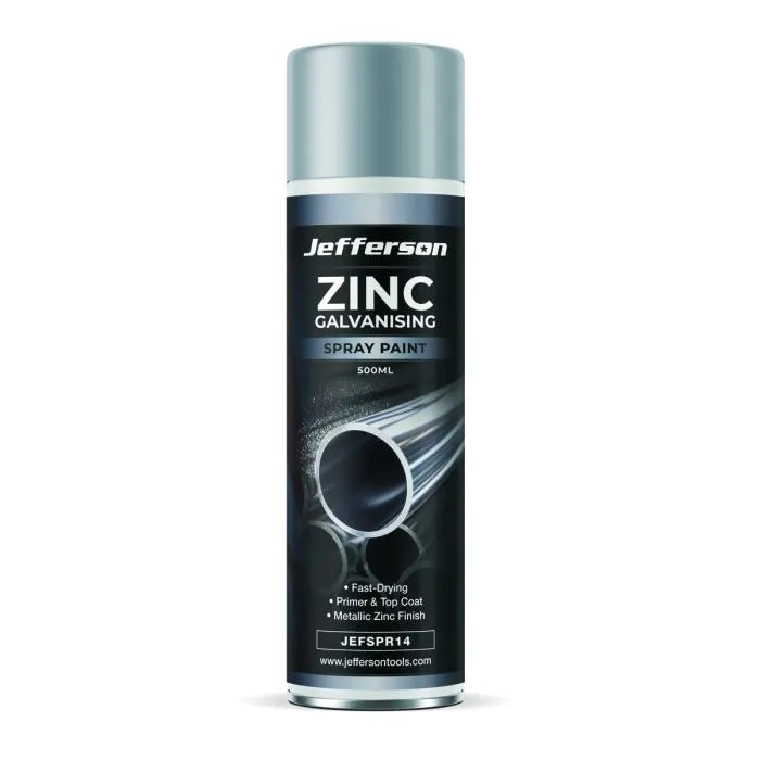 Jefferson Zinc Galvanising Spray 500ml - Fast‑Dry Metallic Zinc Primer & Top Coat