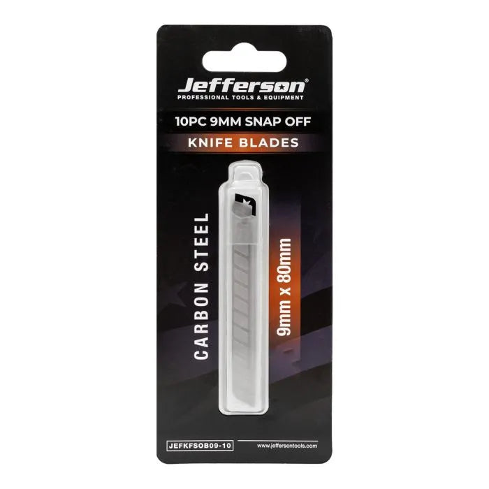 Jefferson 9mm Snap Off Blades - Pack of 10 Replacement Knife Blades
