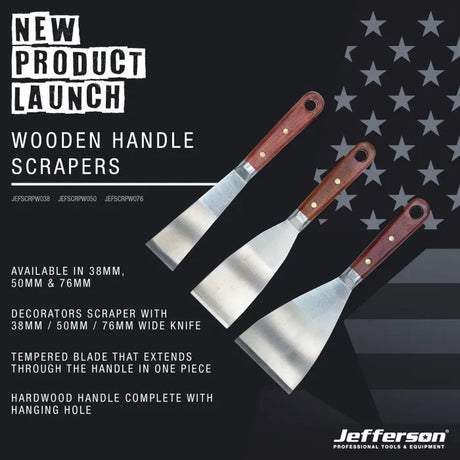 Jefferson 38mm Wooden Handle Scraper (1.5")