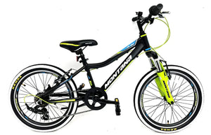 Montana Junior 20" Wheel Bike Black Green Blue - Lightweight Alloy Frame & 6 Speed Shimano Gears