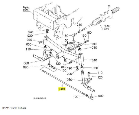 Kubota Rod Tie for Front Axle - Genuine Replacement Part