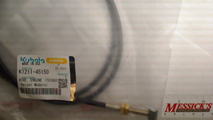 K1211-45150 Kubota Engine Wire - OEM Throttle Cable for Accelerator Lever