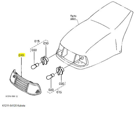 K1211-54120 Kubota Headlight Lens - Genuine Replacement for Mowers & Tractors  G18/G21/G2160