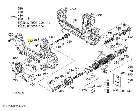 K1252-14052 Kubota Front Transmission Case - OEM T/M Case for GR & GR2 Series