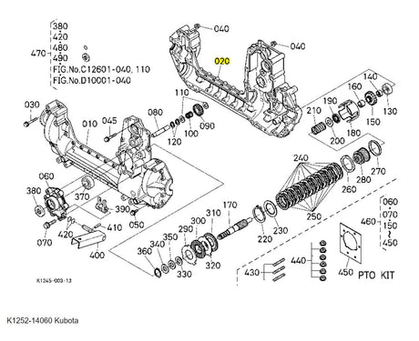 K1252-14060 Kubota Rear Transmission Case - OEM T/M Housing for GR Series