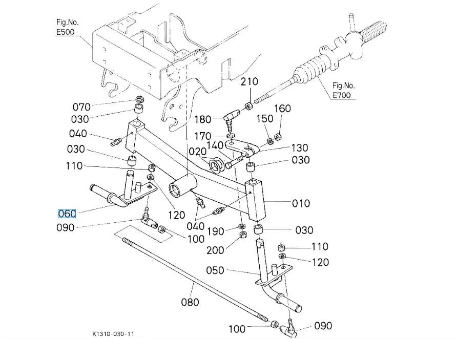 K1310-15170 Kubota Kingpin RH - Right-Hand Front Axle Kingpin for G Series