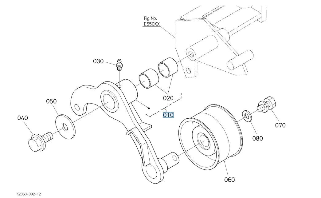 K2053-91602 Kubota Arm Tension PTO Assy - PTO Tension Arm Assembly for G23-LD