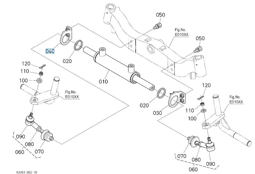 K2063-16634 Kubota HOLDER,CYLINDER RH for G23-LD Steering Linkage