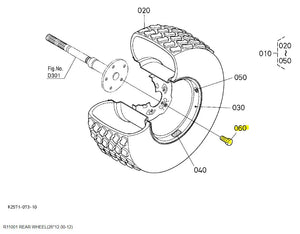 Kubota K2561-17210 Wheel Bolt (1/2") | OEM for Rear Wheels of BX1500D, BX1800D, BX2200D, and More