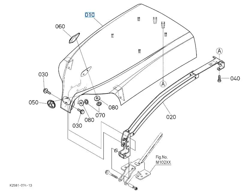 K2581-54113 Kubota BONNET,UPPER - Genuine Upper Bonnet for BX1850D, BX2350D, BX24D