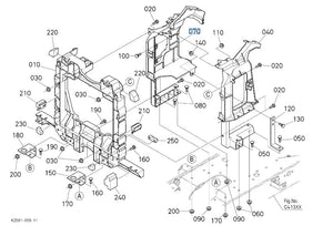 K2581-57222 Kubota PILLAR,CENTER RH - OEM Right-Hand Center Pillar for BX & G Series Tractors