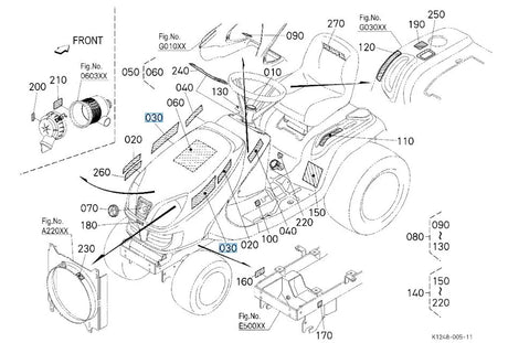 K3211-65144 Kubota Fender Label - Genuine Replacement for GR Series Mowers