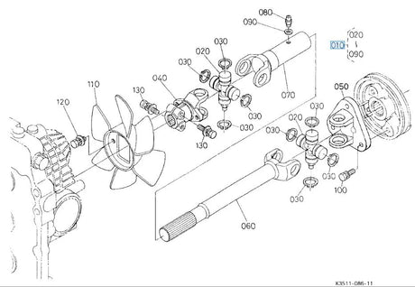 K3511-13514 Kubota Universal Joint Assembly - OEM Replacement for F Series Mowers