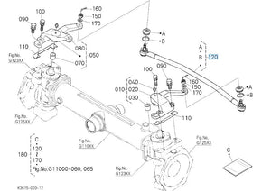 K3611‑56552 Kubota Tie Rod Assembly - OEM Rod Tie Assy for F2690 & F3990