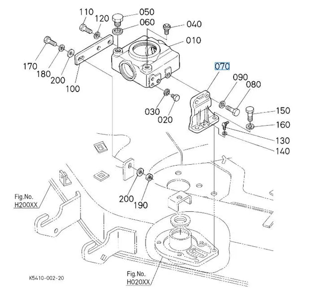 K5410-72010 Stay (Case LH) for Kubota Mowers - Genuine Bevel Gear Support