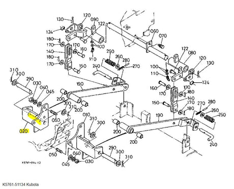 Kubota Stay Front RH K5761-51134 | Reliable Lift Linkage Replacement for RC54 and RC60 Series