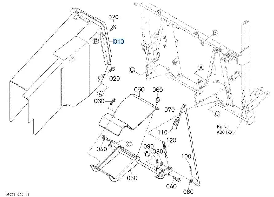 K6073-63980 Kubota Duct for GCK500HD G18 & G21HD Decks