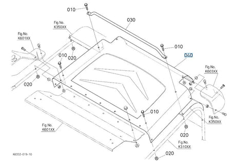 K6312-63913 Kubota Cover Rear Center - Rear Top Cover for GCK-G23LD Grass Collector