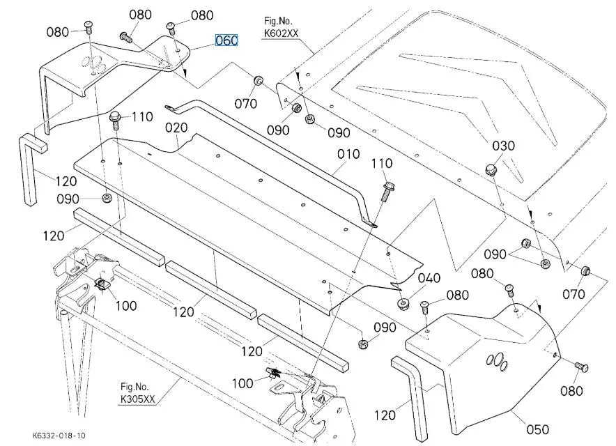 K6312-63933 Kubota Cover Front Right - OEM Front Right Panel for GCK-G23LD Grass Collector