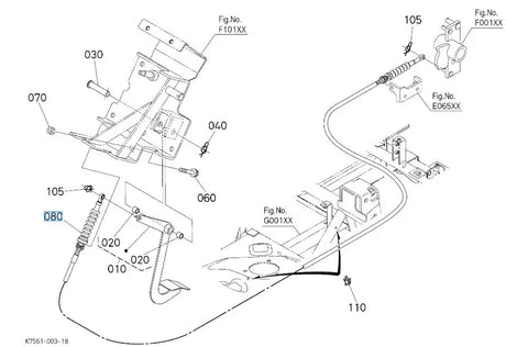 K7561‑42310 Kubota Accelerator Cable - OEM "Cable, Accel"
