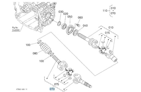 K7571‑12333 Kubota Propeller Shaft Assembly - Rear Drive OEM