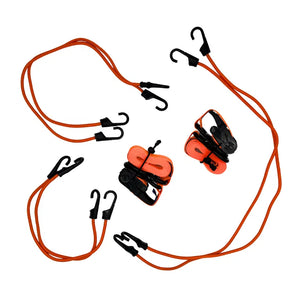 Kargo 8 Piece Tie-Down Kit - 2 Light Duty Straps & 6 Bungee Cords in Storage Bag