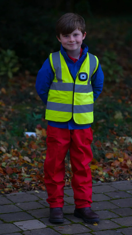 Hi Vis Kids Vest & LED Light - Fluro Yellow
