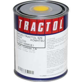 Tractol Komatsu New Yellow High Gloss Paint 1 Litre - Brush or Spray Application