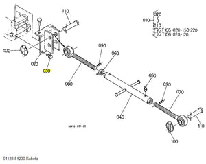 Kubota 01123-51230 Bolt, SEMS - Genuine OEM Replacement for Top Links, Frames, and 3-Point Linkage Systems