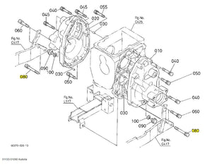 Kubota 01133-51090 Bolt, SEMS - Genuine OEM Replacement for Rear Axle Cases, PTO Clutch Valves, and Gauge Wheels