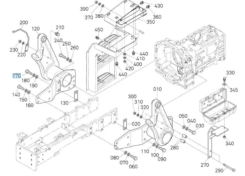 Kubota 01173-52004 Bolt - OEM Hex Bolt for Main Frame & Rear Weight Mounts