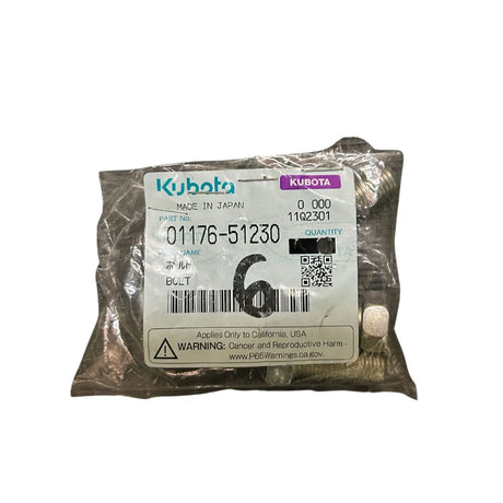 Kubota 01176-51230 Bolt For Models RCK40, RCK42, RCK44, RCK48