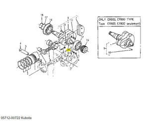 Kubota 05712-00722 Feather Key - OEM Crankshaft & Spindle Locking Key