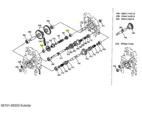 Kubota 08101-06203 Bearing - OEM Ball Bearing for Clutch Shafts, Front Shafts & Mid PTO