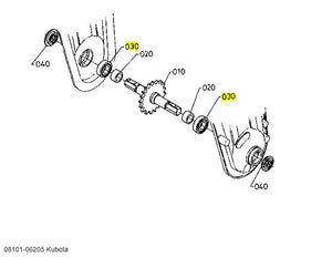 Kubota 08101-06205 Ball Bearing - OEM Replacement for Mid PTO, Front Axle & Drive Shaft