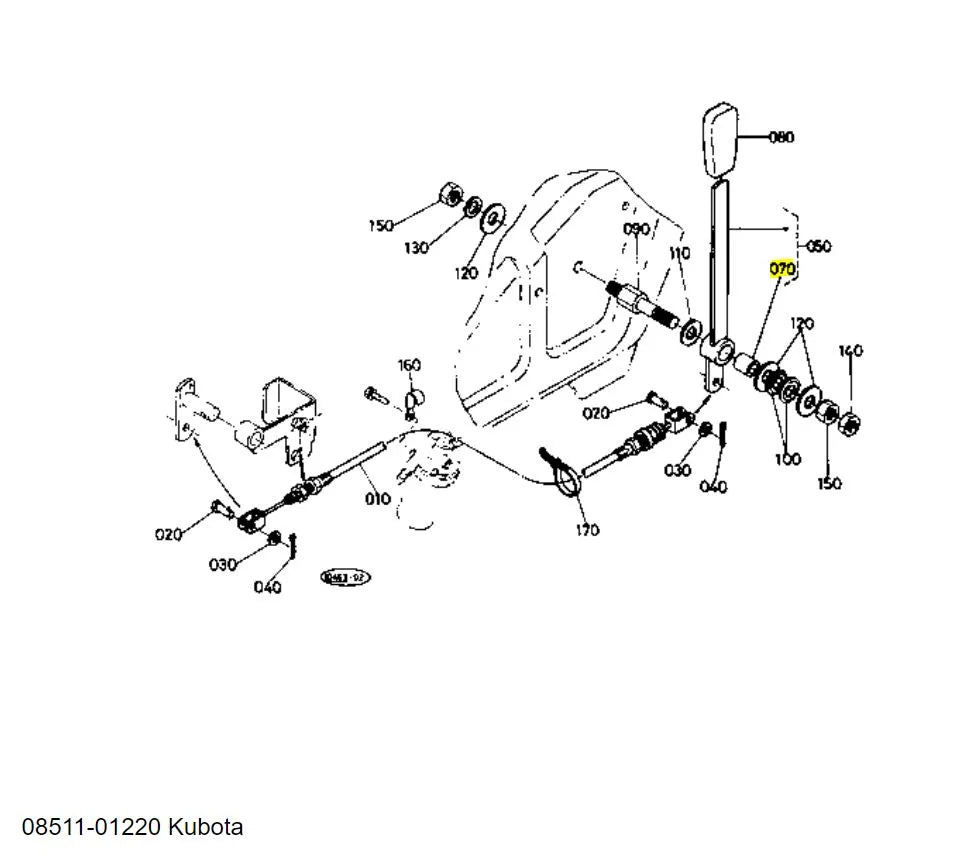 Kubota 08511-01220 Bushing - OEM Accelerator, PTO & Control Lever Replacement