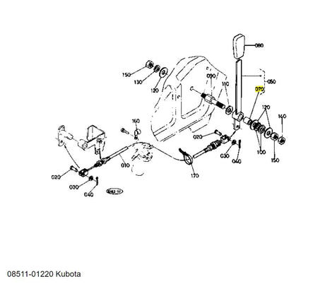 Kubota 08511-01220 Bushing - OEM Accelerator, PTO & Control Lever Replacement