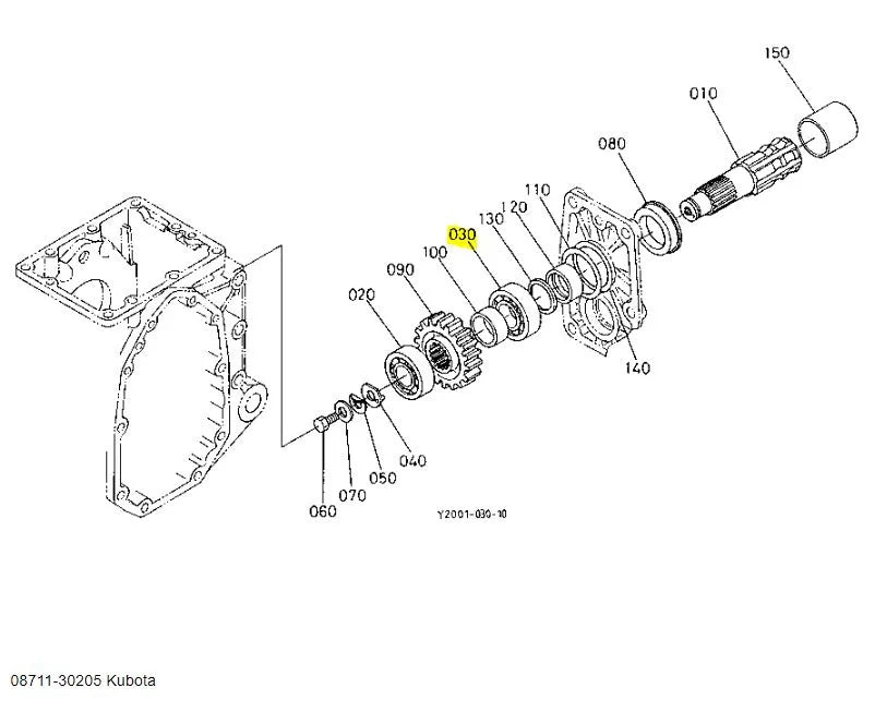 Kubota 08711-30205 Tapered Roller Bearing - OEM Replacement for Front & Rear Differentials