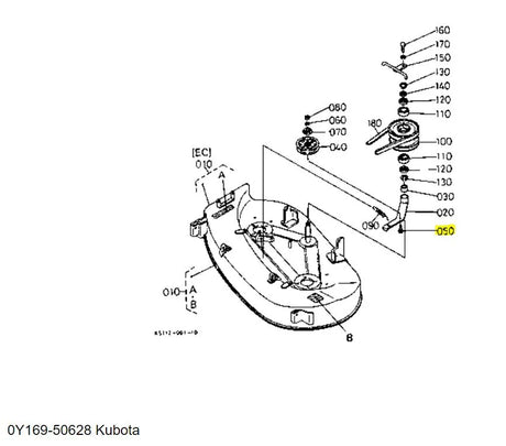Kubota 0Y169-50628 Short Neck Bolt - Genuine Mower Deck & Tension Pulley Fastener