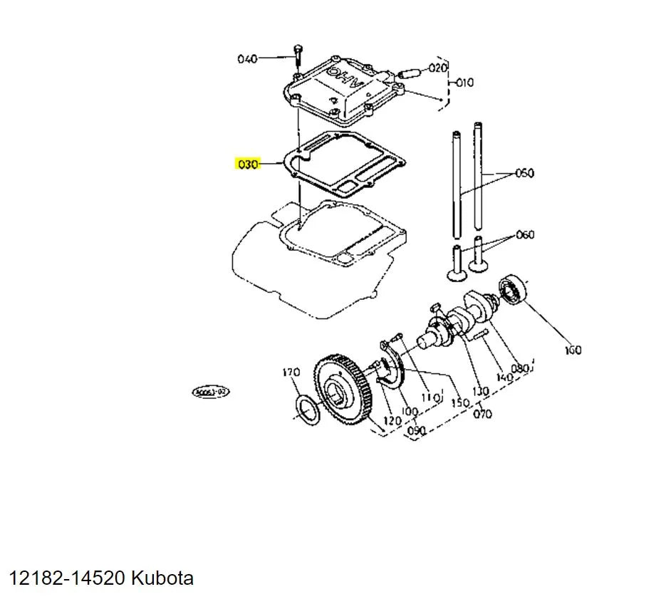 Kubota 12182-14520 Gasket Head Cover - Genuine OEM Replacement Part