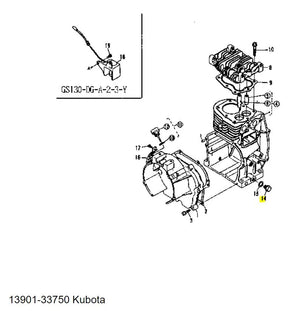 Kubota 13901-33750 Drain Plug - Genuine Oil Pan, Cylinder & Radiator Plug