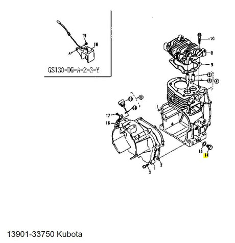 Kubota 13901-33750 Drain Plug - Genuine Oil Pan, Cylinder & Radiator Plug