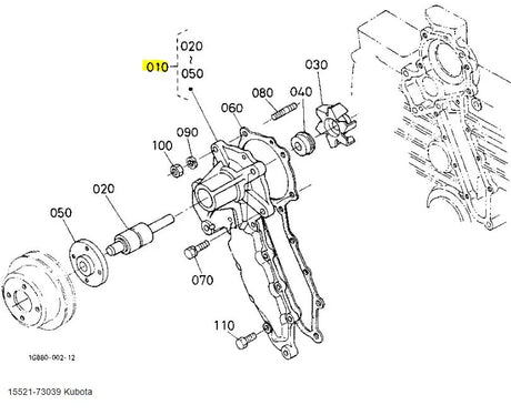 Kubota 15521-73039 Water Pump Assembly M1 - OEM Replacement for Generators